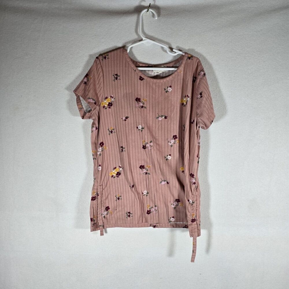 BTween Girls Shirt Pink, floral, Size 10 3/4 Sleeve medium